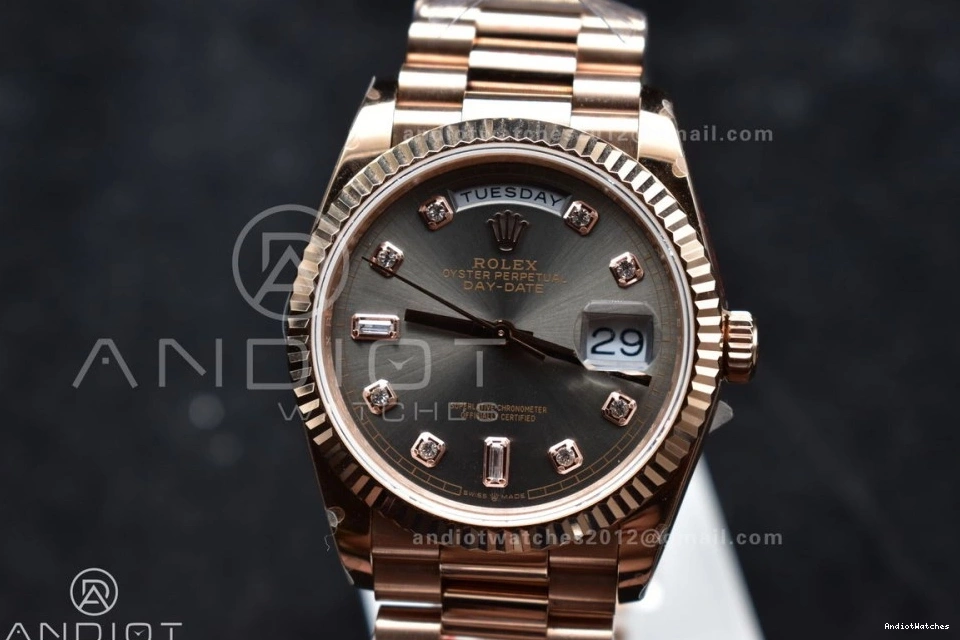 36 with DayDate Diamond 671 Weight) RG Steel (Gain vr3255 QF Dial President Best Square Original Bracelet on Grey V5 904L Edition 0408